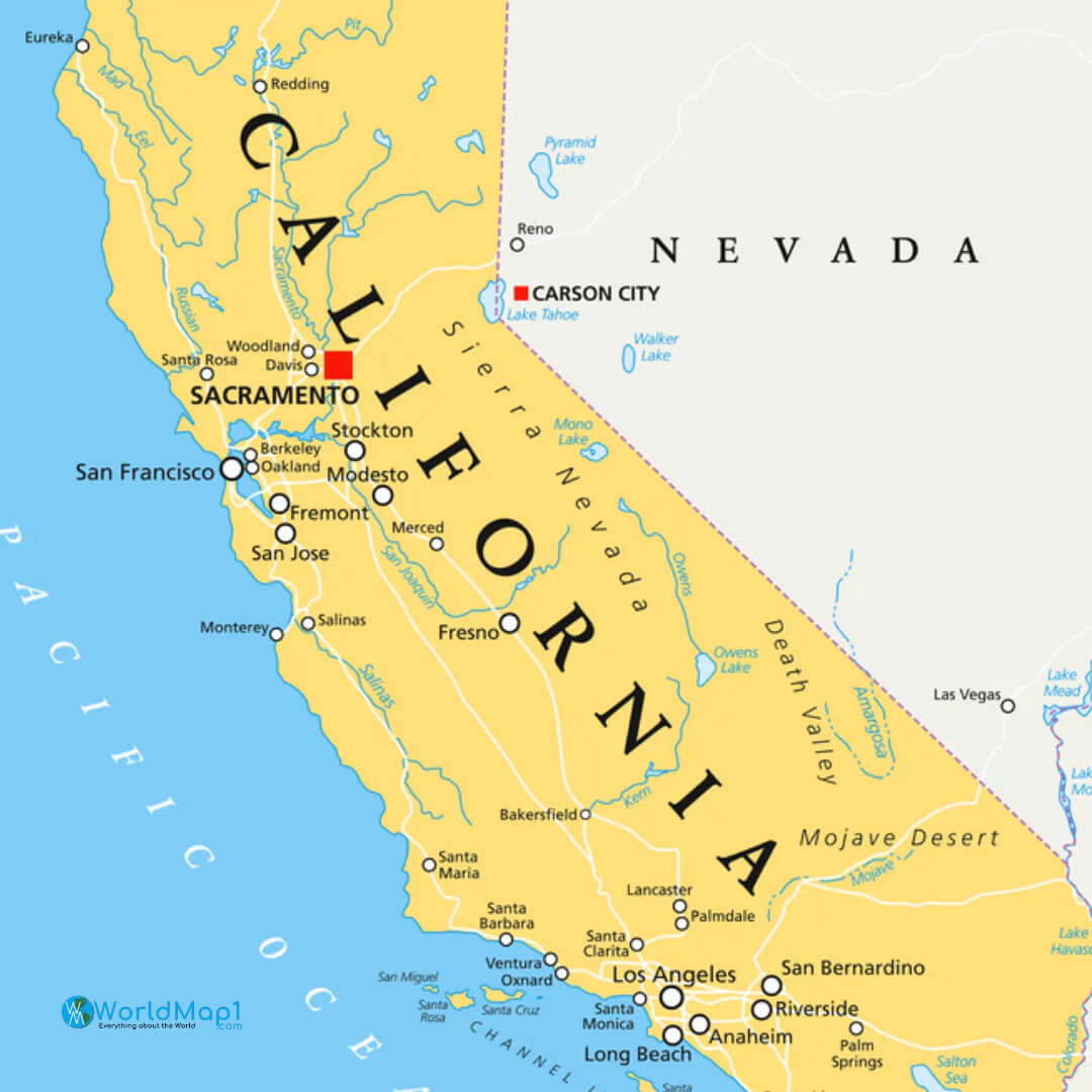 Northern California Main Cities Map